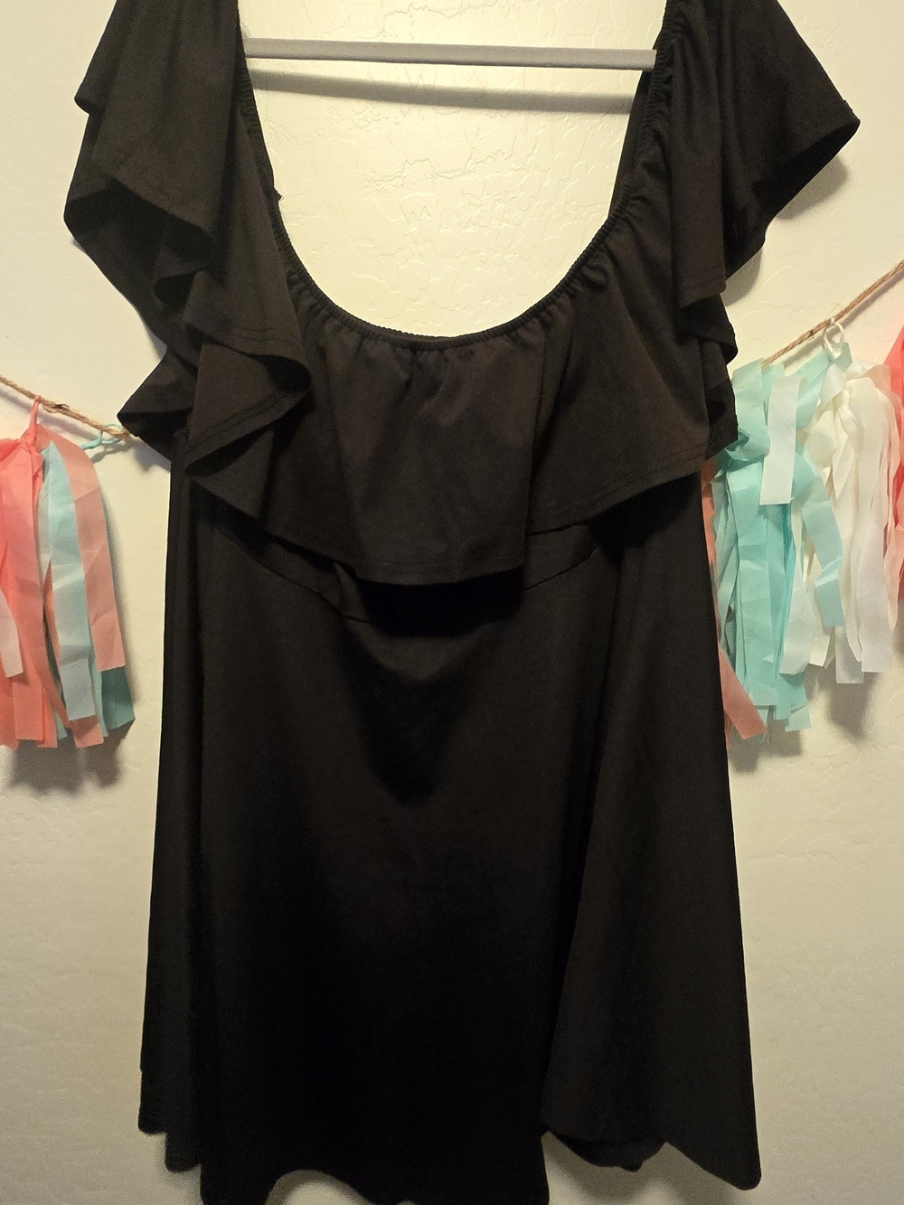 Black Ruffle Off-Shoulder Women’s Top